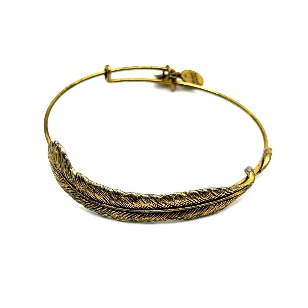 ALEX AND ANI Adjustable Copper Feather Bracelet in Rafaelian Gold